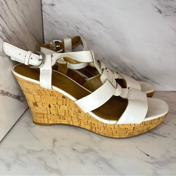 Franco Sarto “Cera” Leather Cork Wedge Sandals - White - Size 8M - Picture 4 of 13
